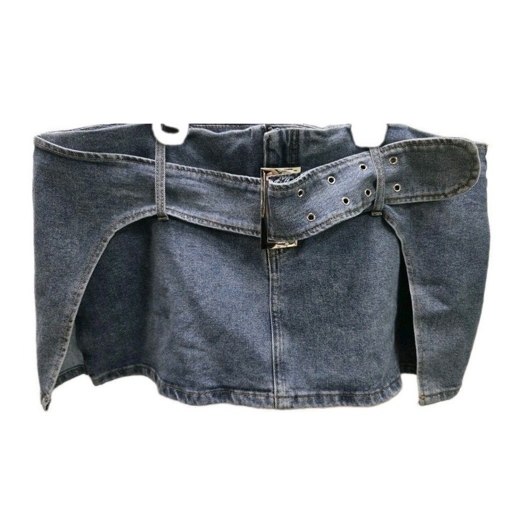 Fashion Nova Remember Me Denim Micro Mini Skirt Dark Wash 1XL 23GWQ3001 NWT